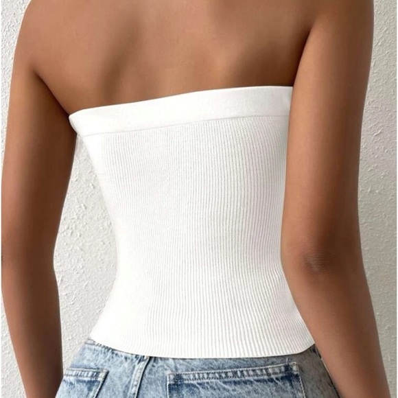 Boho Knit Bandeau Twisted Front Cropped Tube Top - Picture 8 of 16